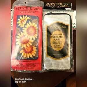 Counted Cross Stitch Eyeglass Case Sunflowers